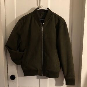 Abercrombie Olive Green Faux Suede Bomber Jacket